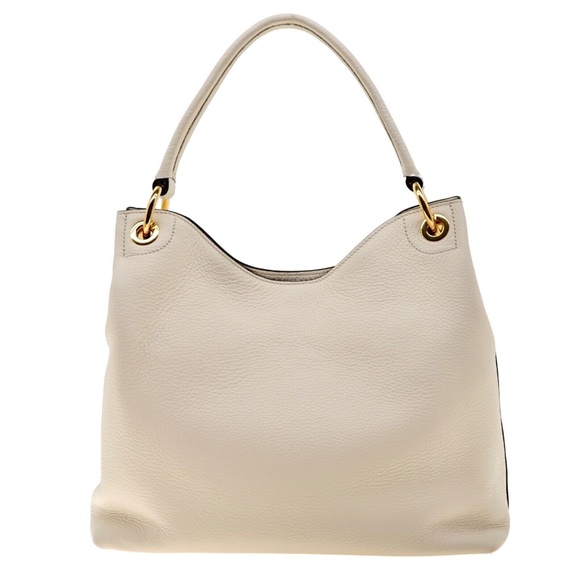 Prada Hobo Shoulder bag Embossed Logo Vitello Phenix White Leather New - Picture 3 of 6